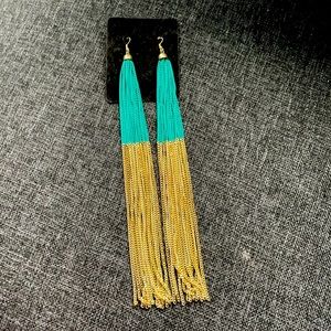 Teal and Gold earrings